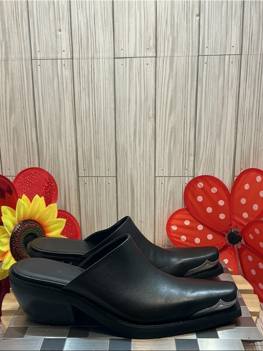 Mango Black Leather Square-Toe Mules - Picture 5 of 10